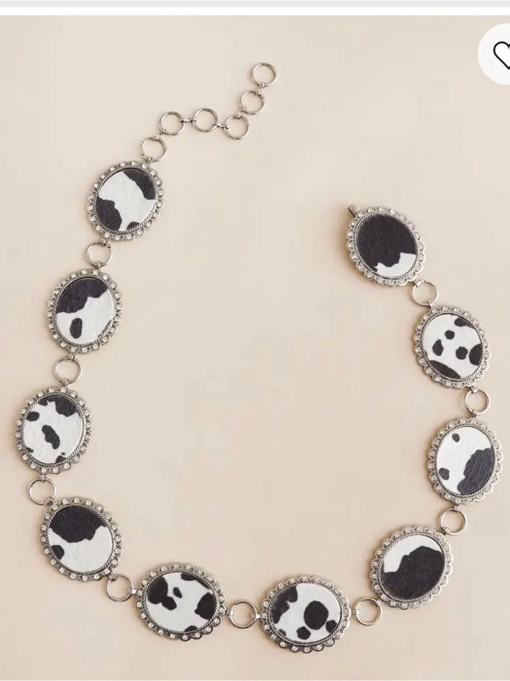 Black and White Patterned Women's Concho belt